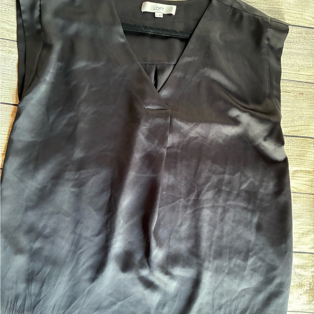 LOFT Black V-Neck Blouse size medium